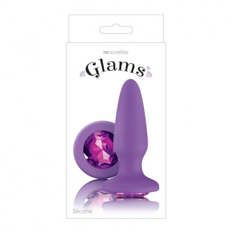 Фиолетовая анальная пробка с фиолетовым кристаллом Glams Purple Gem - 10,4 см.