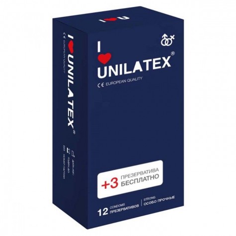 Ультрапрочные презервативы Unilatex Extra Strong - 12 шт. + 3 шт. в подарок